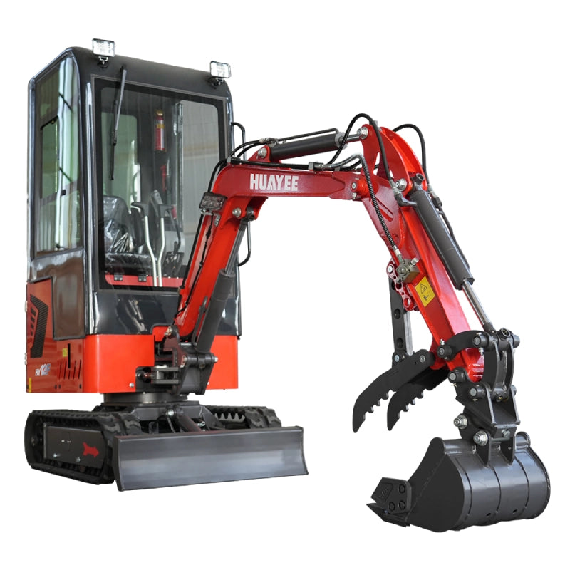 1-Ton Mini Excavator with Pilot Controls & Cab | 13.5 hp B&S Engine | HUAYEE HY12F