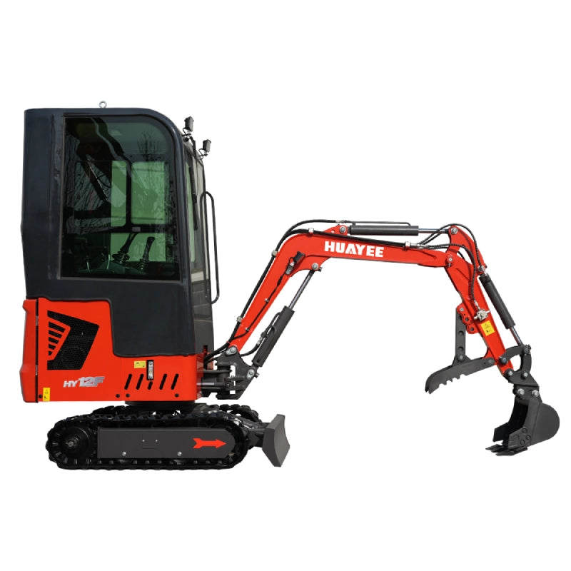 1-Ton Mini Excavator with Pilot Controls & Cab | 13.5 hp B&S Engine | HUAYEE HY12F