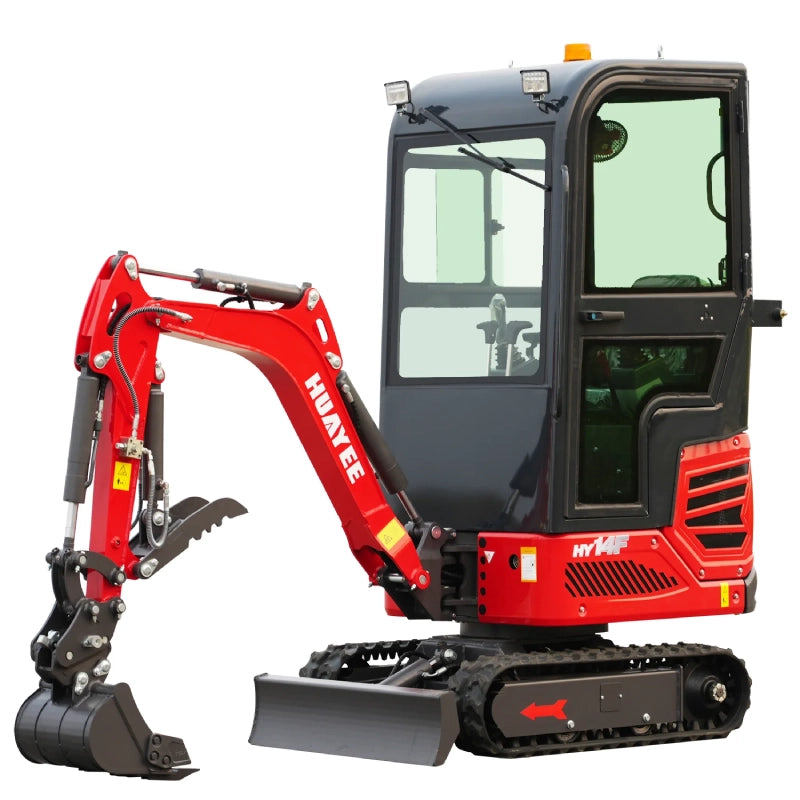 1-Ton Mini Excavator with Pilot Controls & Cab | 13.5 hp B&S Engine | HUAYEE HY14F