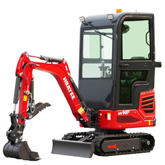 1-Ton Mini Excavator with Pilot Controls & Cab | 13.5 hp B&S Engine | HUAYEE HY14F