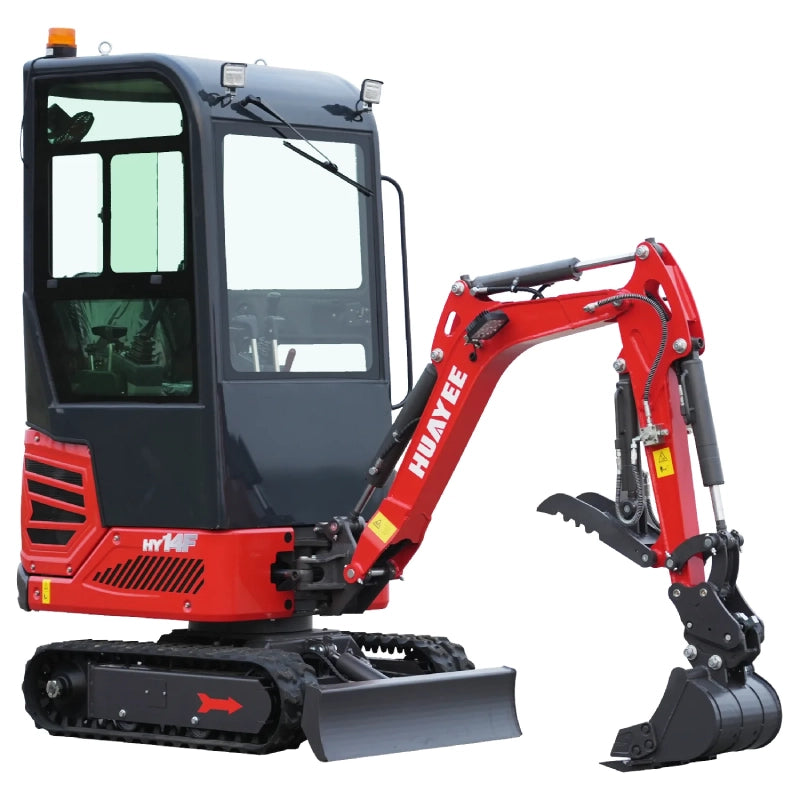 1-Ton Mini Excavator with Pilot Controls & Cab | 13.5 hp B&S Engine | HUAYEE HY14F