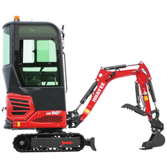 1-Ton Mini Excavator with Pilot Controls & Cab | 13.5 hp B&S Engine | HUAYEE HY14F