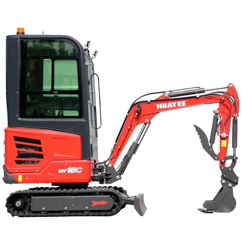 2-Ton Mini Excavator | 14hp Kubota Engine | Climate-Controlled Cab | HUAYEE HY18C