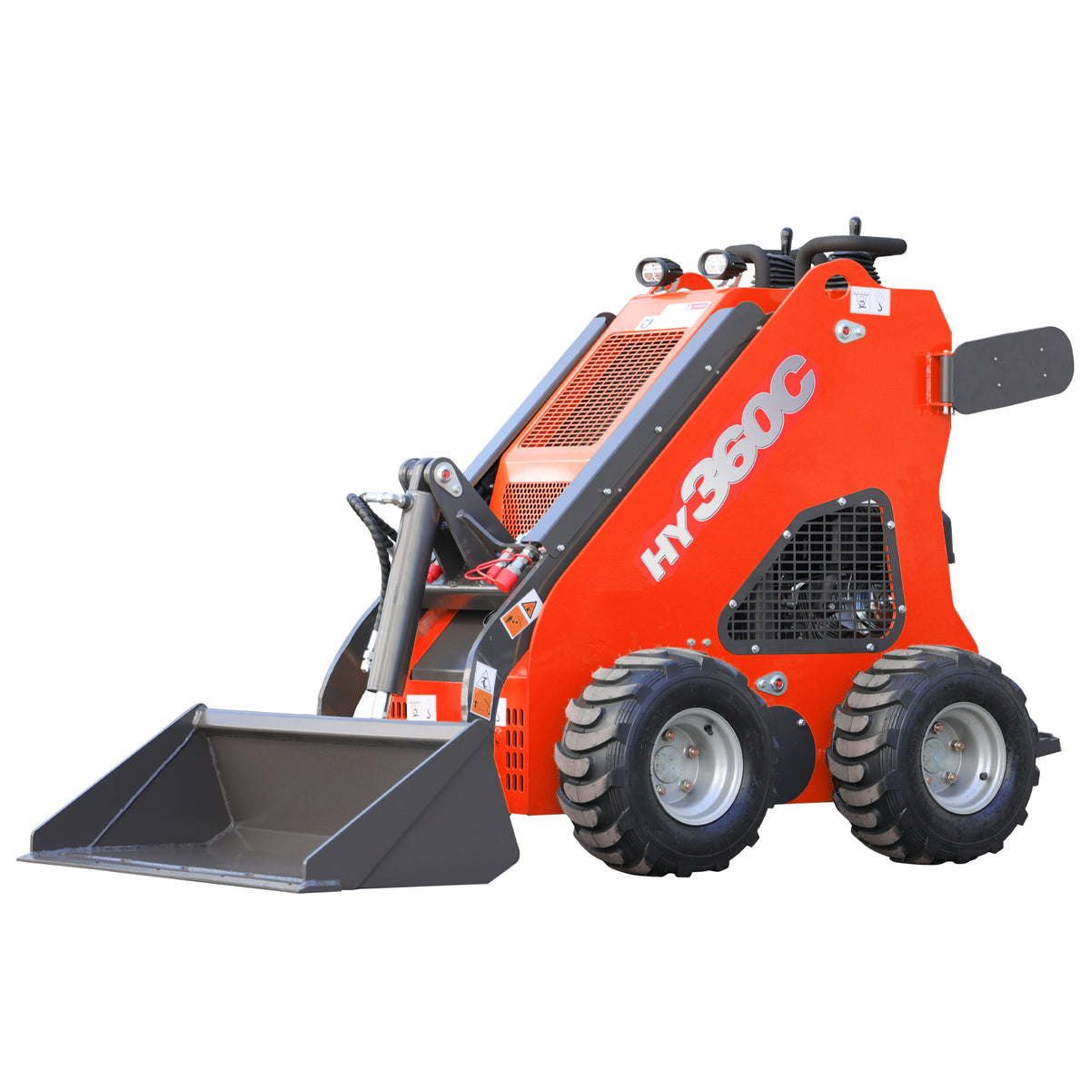 Stand-on Mini Skid Steer Loader with 13.5 hp Gasoline Briggs & Stratton Engine & Attachments | HUAYEE HY360C