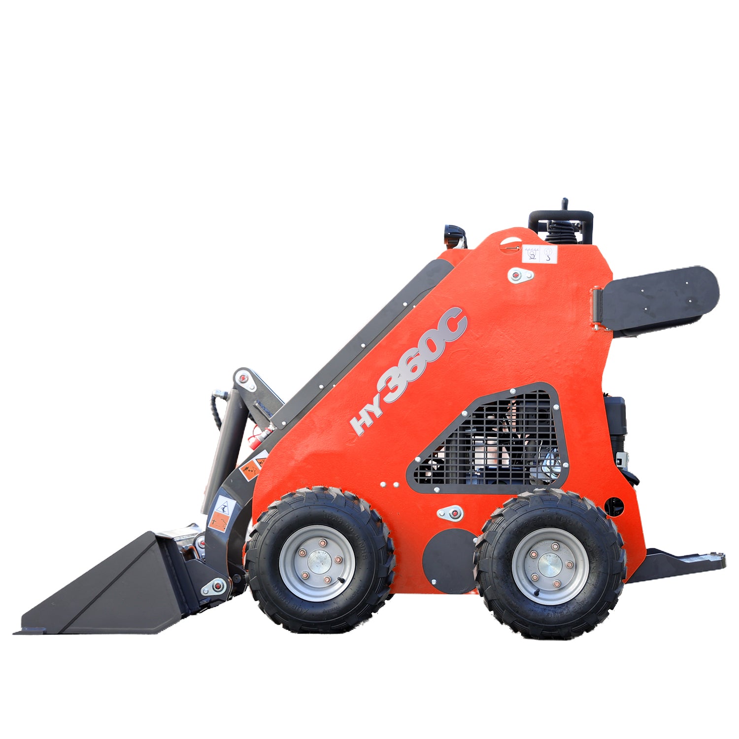 Stand-on Mini Skid Steer Loader with 13.5 hp Gasoline Briggs & Stratton Engine & Attachments | HUAYEE HY360C