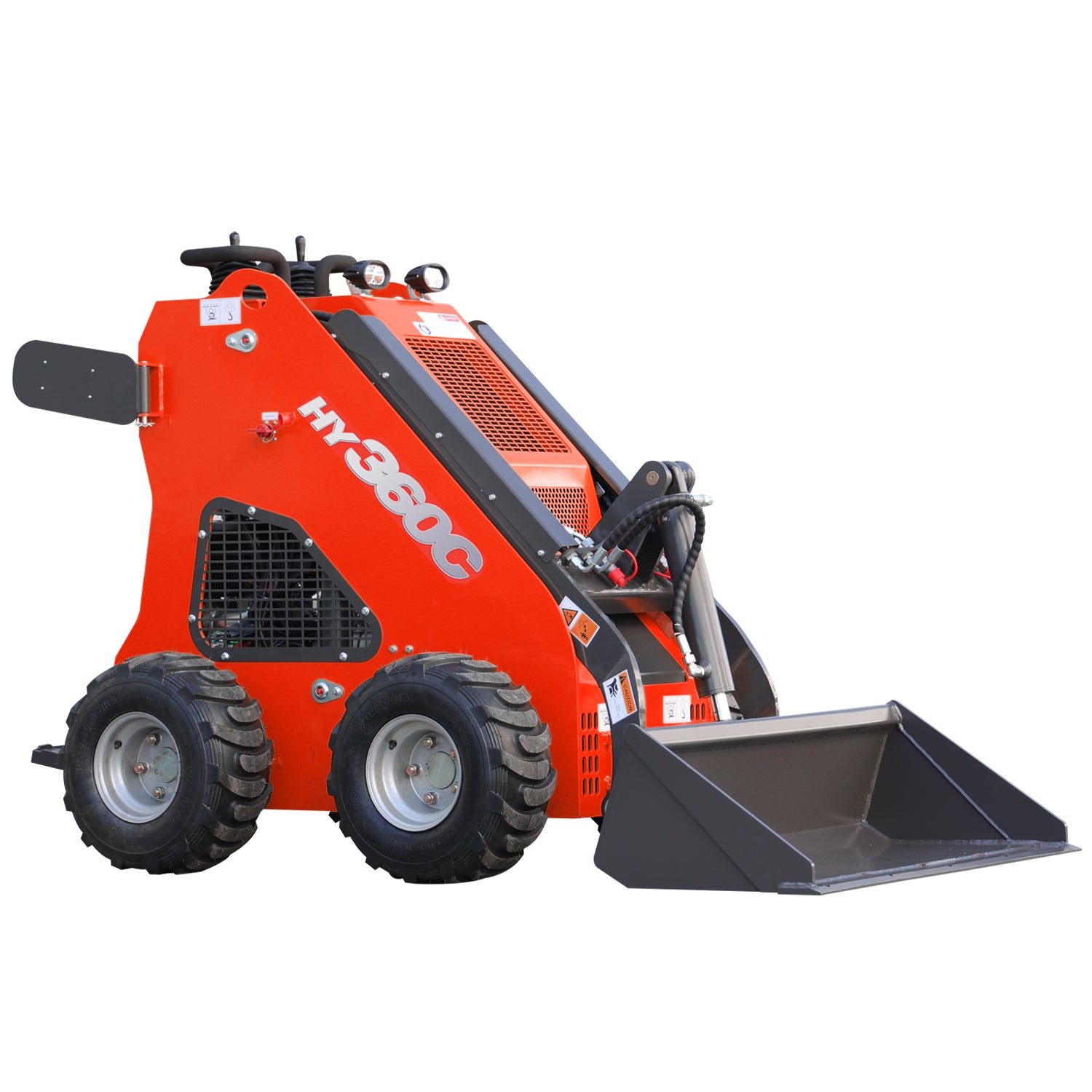 Stand-on Mini Skid Steer Loader with 13.5 hp Gasoline Briggs & Stratton Engine & Attachments | HUAYEE HY360C