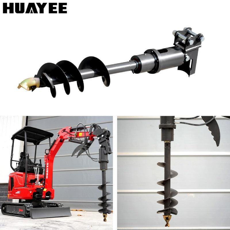 32x8" Auger Attachment for 1-1.8 Ton Mini Excavators | HUAYEE