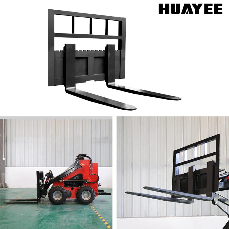 fork with mini skid steer loader loader machine operation