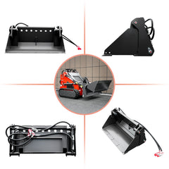 mini skid steer loader 4-in-1 bucket attachment angle display