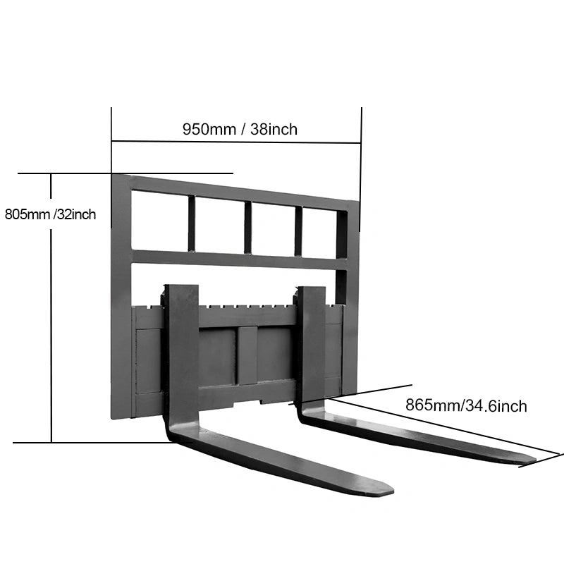 mini skid steer loader fork attachment size