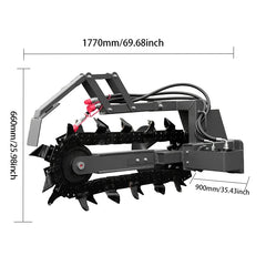 mini skid steer loader trench opener attachment size